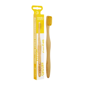 Periuta de dinti pentru adulti din bambus - galben Nordics