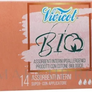 Tampoane cu aplicator din bumbac hipoalergenic ecologic 3 picaturi 14buc Vivicot