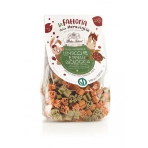 Paste pentru copii cu faina de linte rosie si mazare verde bio 250g Pasta Natura