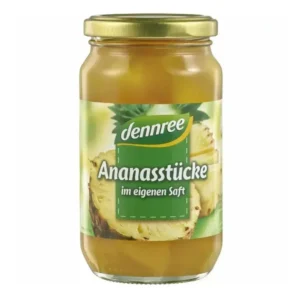 Ananas bucati in suc de ananas bio 350g Dennree