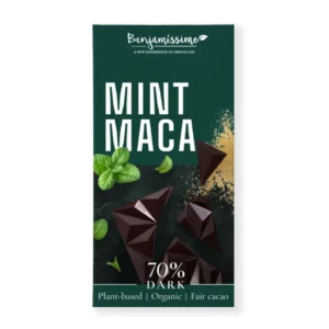 Ciocolata neagra 70% cu menta si maca bio 60g Benjamissimo