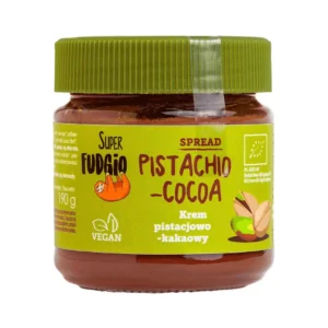 Crema tartinabila de ciocolata cu fistic si cacao bio 190g Super Fudgio