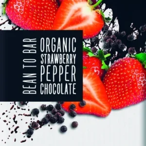 Ciocolata neagra cu capsuni si piper negru bio 100g Meybona