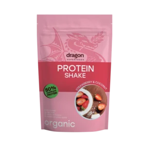 Shake proteic capsuni si cocos bio 450g Dragon Superfoods