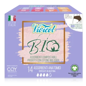 Absorbante de zi fara aripioare din bumbac compostabil 4 picaturi 14buc Vivicot